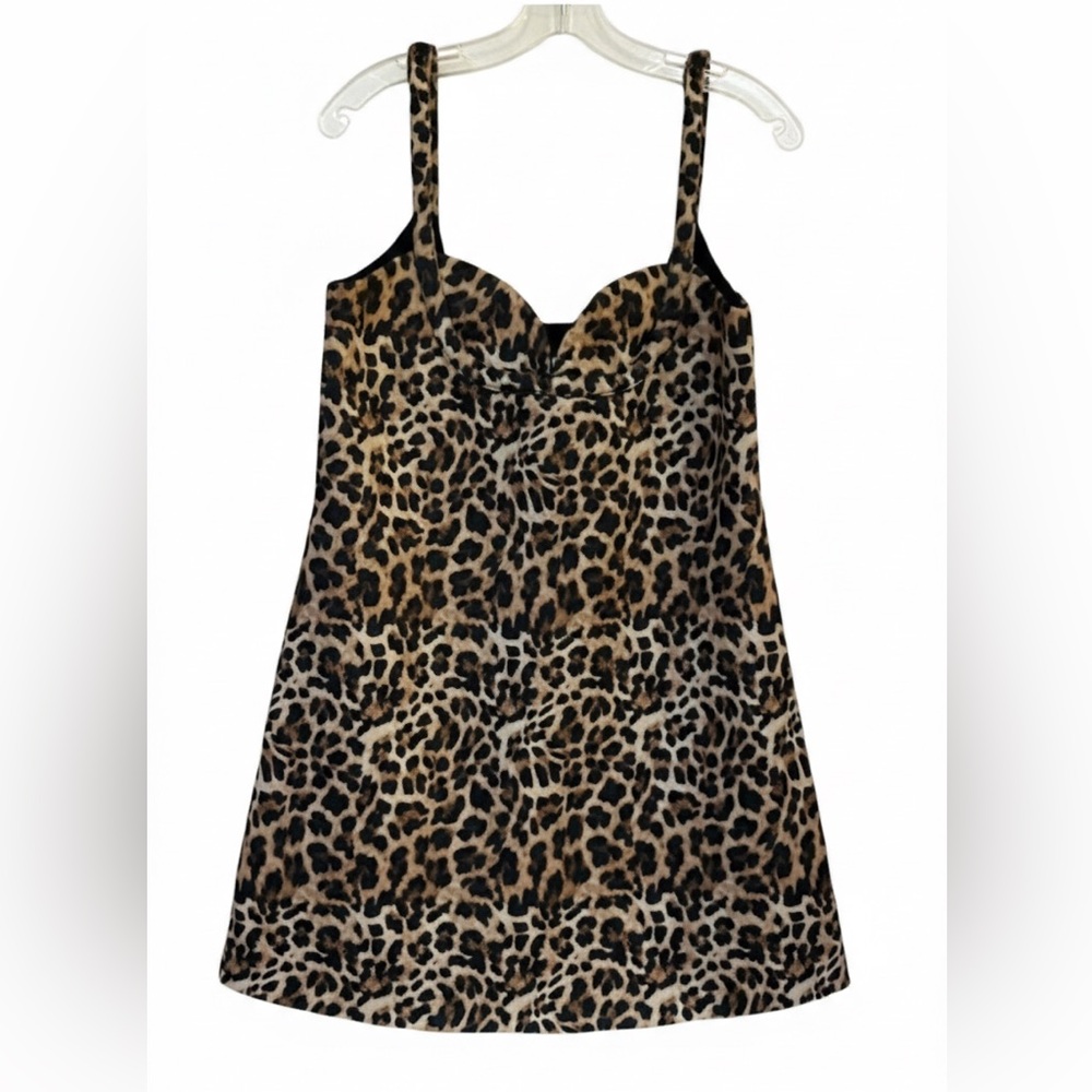 ANTHROPOLOGIE Dhruv Kapoor Leopard Print Sweetheart Mini Dress Small